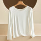 Modal Thermal Underwear for Women, Long-Sleeved Base Layer with Chest Pads, No Need to Wear a Bra, Top T-Shirt, Autumn Wear, Round Neck SHOPEZRA L.L.C.