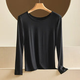 Modal Thermal Underwear for Women, Long-Sleeved Base Layer with Chest Pads, No Need to Wear a Bra, Top T-Shirt, Autumn Wear, Round Neck SHOPEZRA L.L.C.