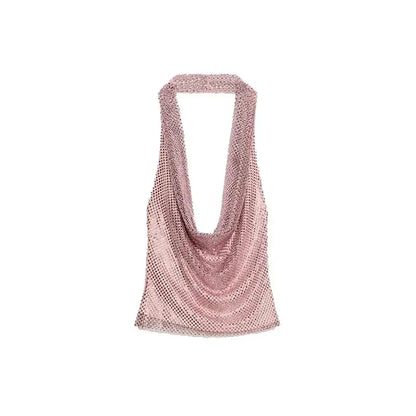 Rhinestone Shining Sexy Evening Dress Women Sleeveless Backless Slim Party Pleated Gown Female Dresses Street Vacation Lady Robe by Dropshipman