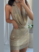 Rhinestone Shining Sexy Evening Dress Women Sleeveless Backless Slim Party Pleated Gown Female Dresses Street Vacation Lady Robe SHOPEZRA L.L.C.