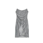 Rhinestone Shining Sexy Evening Dress Women Sleeveless Backless Slim Party Pleated Gown Female Dresses Street Vacation Lady Robe SHOPEZRA L.L.C.