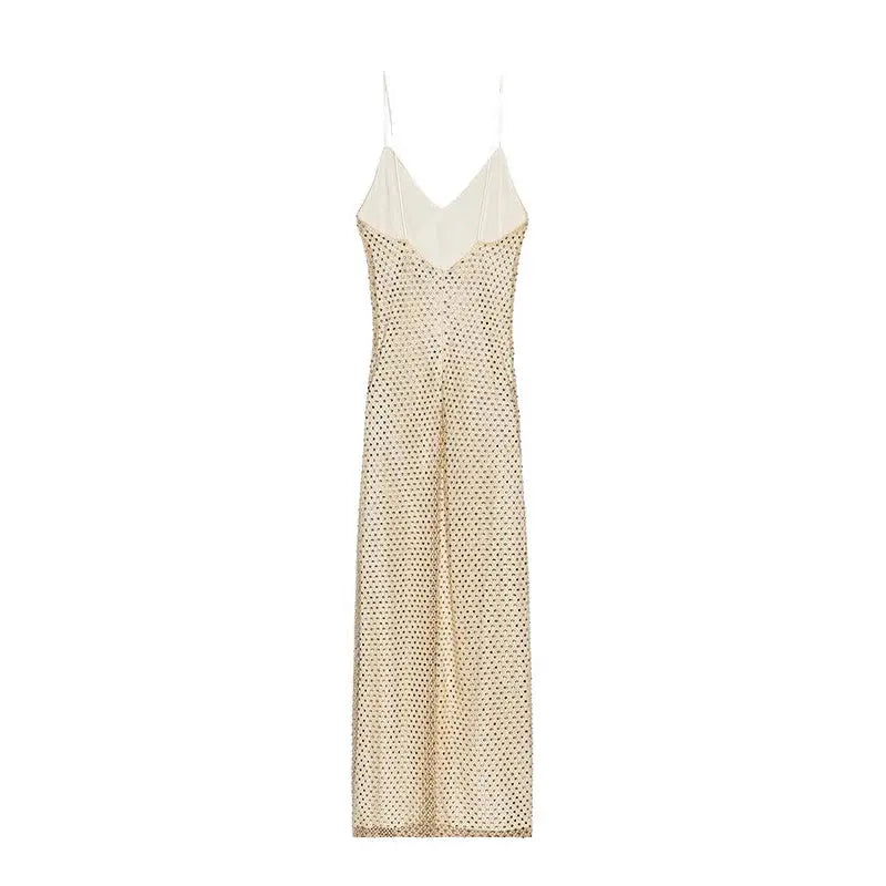 Rhinestone Shining Sexy Evening Dress Women Sleeveless Backless Slim Party Pleated Gown Female Dresses Street Vacation Lady Robe SHOPEZRA L.L.C.