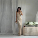 Rhinestone Shining Sexy Evening Dress Women Sleeveless Backless Slim Party Pleated Gown Female Dresses Street Vacation Lady Robe SHOPEZRA L.L.C.
