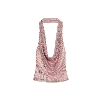 Rhinestone Shining Sexy Evening Dress Women Sleeveless Backless Slim Party Pleated Gown Female Dresses Street Vacation Lady Robe SHOPEZRA L.L.C.