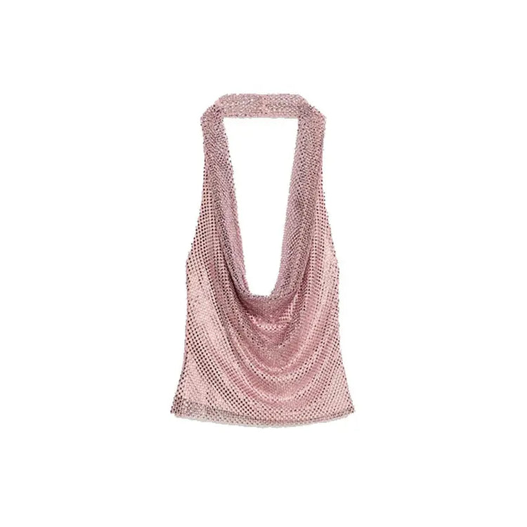 Rhinestone Shining Sexy Evening Dress Women Sleeveless Backless Slim Party Pleated Gown Female Dresses Street Vacation Lady Robe SHOPEZRA L.L.C.