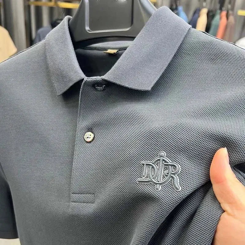 Green 100% cotton breathable men's polo shirt with luxury embroidery, short sleeves, stylish summer fashion by SHOPEZRA L.L.C.