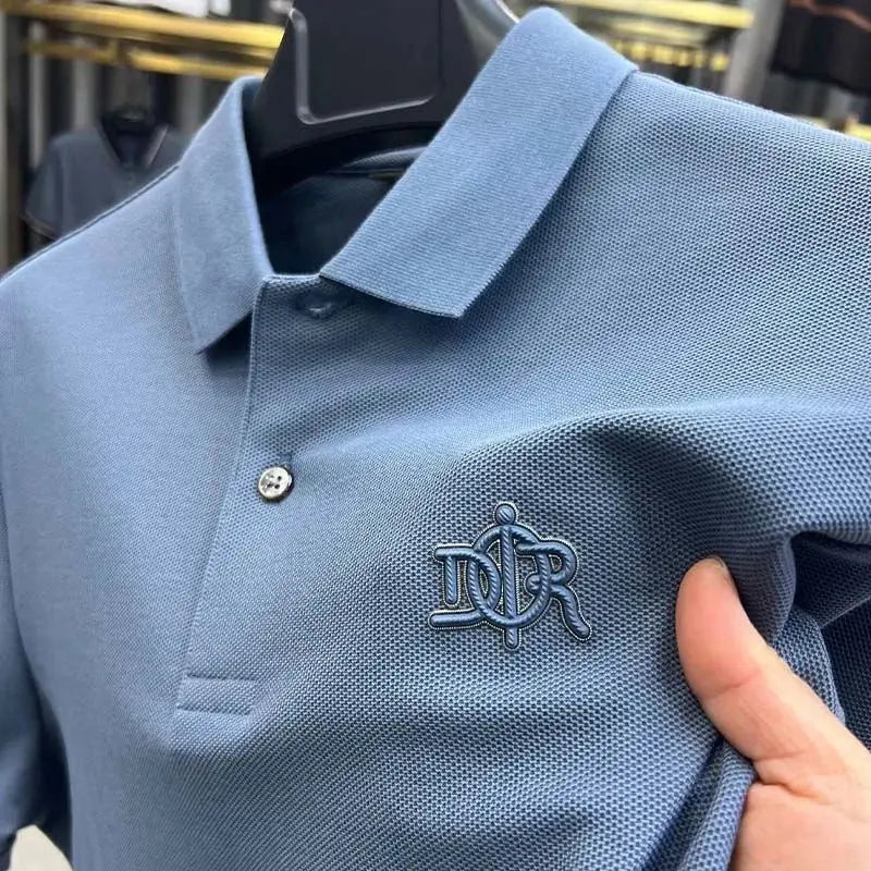 Green 100% cotton breathable short sleeve polo shirt for men with luxury embroidery, stylish summer fashion from SHOPEZRA L.L.C.