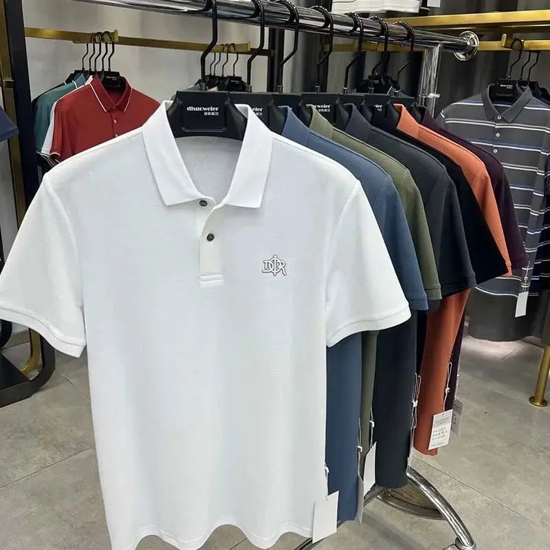 Green men's 100% cotton breathable short sleeve polo shirt with luxury embroidery from SHOPEZRA L.L.C. for summer 2024.