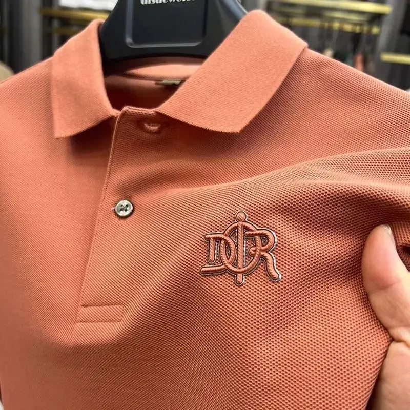 Green 100% cotton high-end breathable short sleeve polo shirt for men with luxury embroidery, stylish summer fashion from SHOPEZRA L.L.C.