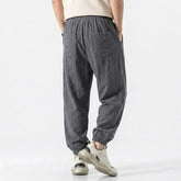 Mens Cotton Linen Harem Trousers Spring Summer Drawstring Loose Baggy Bottoms Casual Streetwear Pants for Gym Daily Work SHOPEZRA L.L.C.