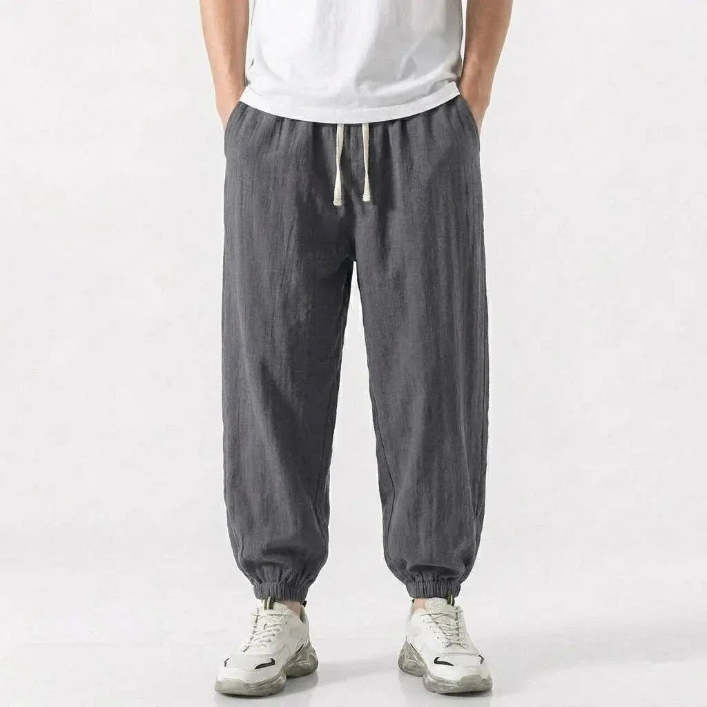 Mens Cotton Linen Harem Trousers Spring Summer Drawstring Loose Baggy Bottoms Casual Streetwear Pants for Gym Daily Work SHOPEZRA L.L.C.