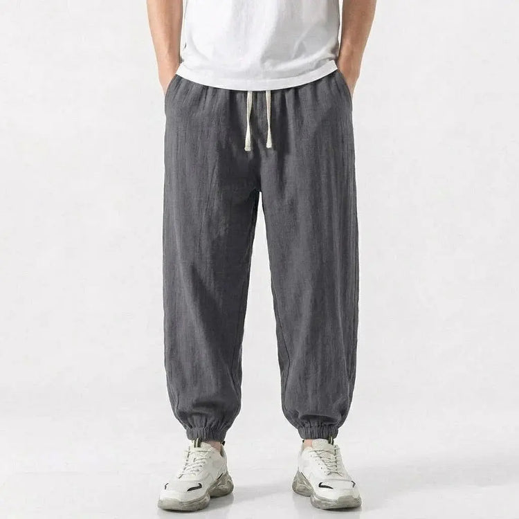 Mens Cotton Linen Harem Trousers Spring Summer Drawstring Loose Baggy Bottoms Casual Streetwear Pants for Gym Daily Work SHOPEZRA L.L.C.