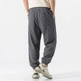 Mens Cotton Linen Harem Trousers Spring Summer Drawstring Loose Baggy Bottoms Casual Streetwear Pants for Gym Daily Work SHOPEZRA L.L.C.