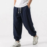 Mens Cotton Linen Harem Trousers Spring Summer Drawstring Loose Baggy Bottoms Casual Streetwear Pants for Gym Daily Work SHOPEZRA L.L.C.