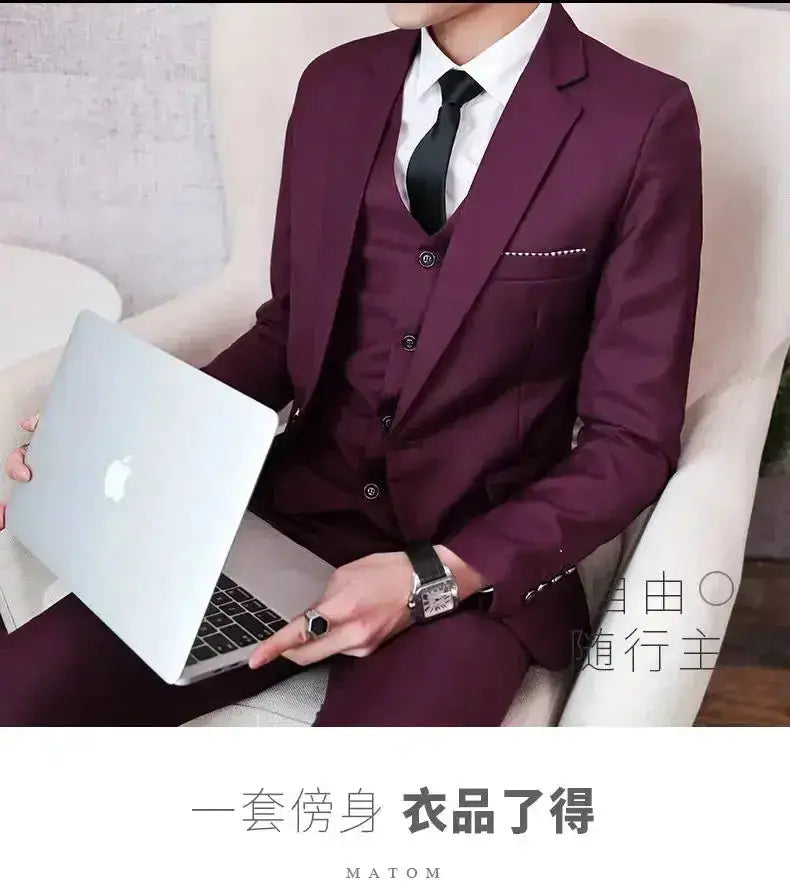 Suit (Blazer+ Vest + Pants) Men&