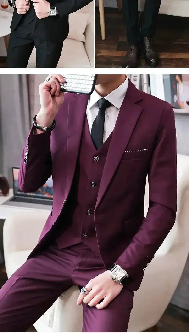 Suit (Blazer+ Vest + Pants) Men&