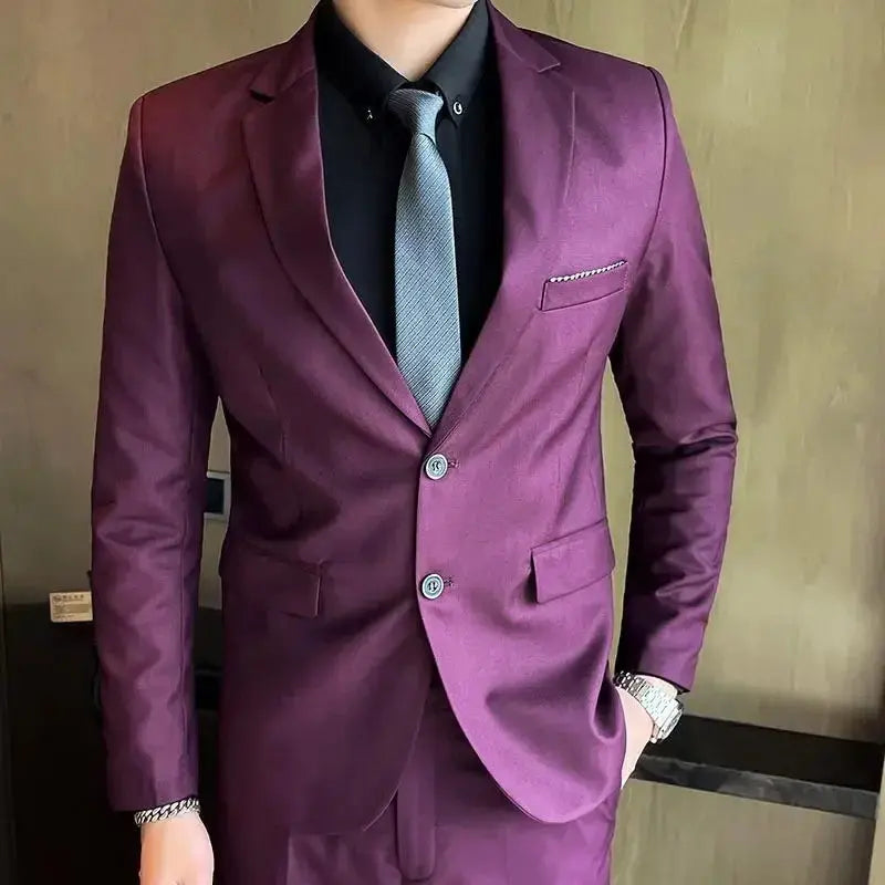 Men's grey British style wedding suit with blazer, vest, and pants from SHOPEZRA L.L.C., suitable for formal and outdoor occasions.