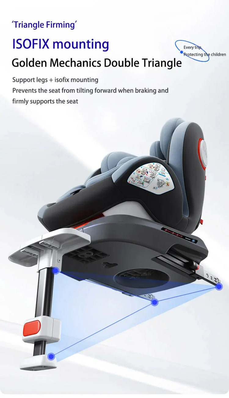 360 Swivel Toddler Car Seat with Retractable Support Anti-Tip Leg, ISOFIX Mount Safety System, Dual SIP Side Impact Module, Integrated Skeleton Shell, Forward and Rearward Facing Multi-Age Child Seat SHOPEZRA L.L.C.