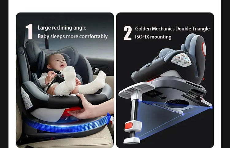 360 Swivel Toddler Car Seat with Retractable Support Anti-Tip Leg, ISOFIX Mount Safety System, Dual SIP Side Impact Module, Integrated Skeleton Shell, Forward and Rearward Facing Multi-Age Child Seat SHOPEZRA L.L.C.