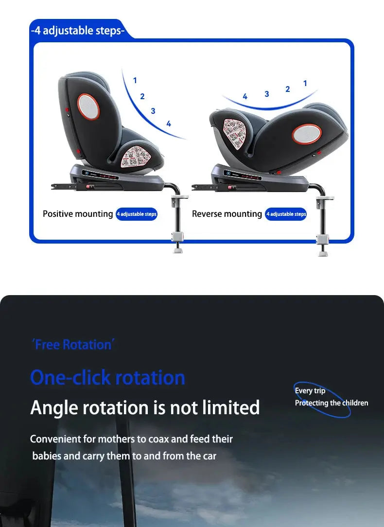 360 Swivel Toddler Car Seat with Retractable Support Anti-Tip Leg, ISOFIX Mount Safety System, Dual SIP Side Impact Module, Integrated Skeleton Shell, Forward and Rearward Facing Multi-Age Child Seat SHOPEZRA L.L.C.