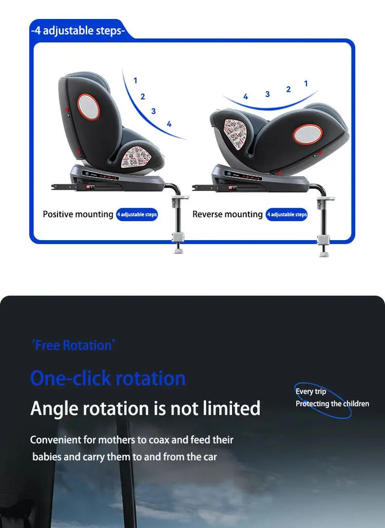 360 Swivel Toddler Car Seat with Retractable Support Anti-Tip Leg, ISOFIX Mount Safety System, Dual SIP Side Impact Module, Integrated Skeleton Shell, Forward and Rearward Facing Multi-Age Child Seat SHOPEZRA L.L.C.