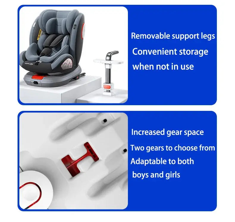 360 Swivel Toddler Car Seat with Retractable Support Anti-Tip Leg, ISOFIX Mount Safety System, Dual SIP Side Impact Module, Integrated Skeleton Shell, Forward and Rearward Facing Multi-Age Child Seat SHOPEZRA L.L.C.