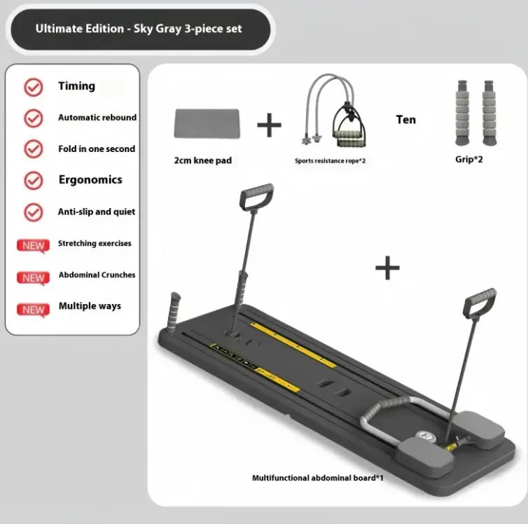 Household abdominal wheel fitness board with multifunctional features and accessories for home workouts.