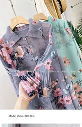Womens Dresses Evening Dresses Fashion Holiday Style Printed Dress Spring/Summer Flower Folding Long Dress Loose Plus Size Skirt SHOPEZRA L.L.C.