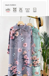 Womens Dresses Evening Dresses Fashion Holiday Style Printed Dress Spring/Summer Flower Folding Long Dress Loose Plus Size Skirt SHOPEZRA L.L.C.