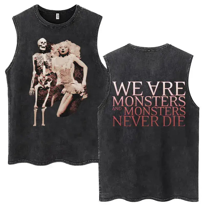 Lady Gaga The Mayhem Ball Tour 2025 Washed Tank Tops Fashion Men Women Vintage Y2K Sleeveless T Shirt 100% Cotton Oversized Tees by Dropshipman
