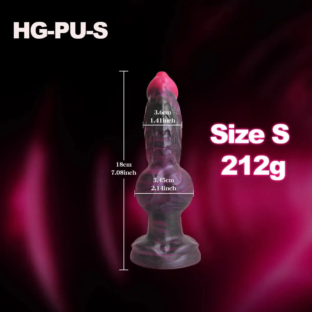 Large thick silicone dog knot dildo with realistic design for anal and prostate stimulation, suitable for men and women.