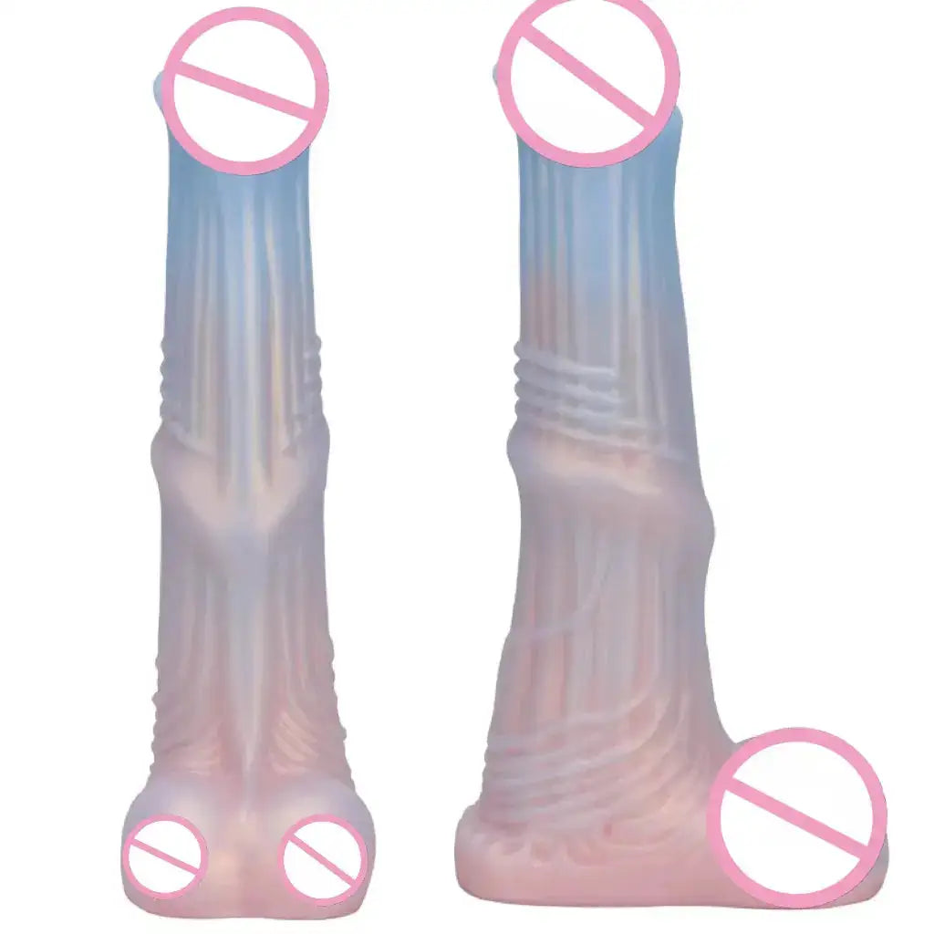 Giant artificial dildo and anal plug sex toy for women, G-spot stimulator and vaginal and anal dilator, adult sex product.