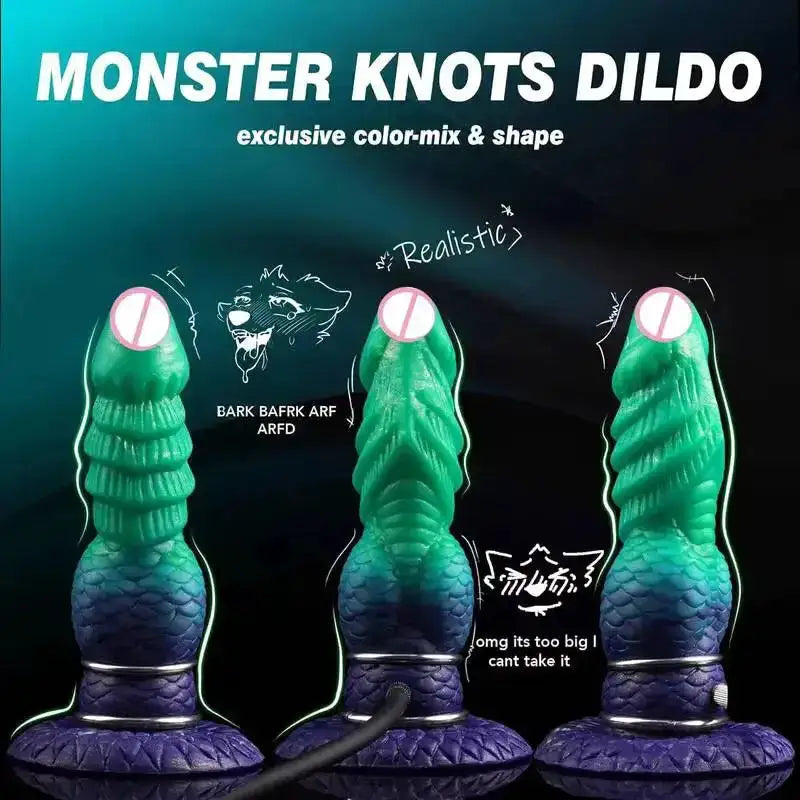 Inflatable Fantasy Monster Dildo Adjustable Big Knot Raised Thorns Realistic Texture Silicone Adult Toy for Beginners Advanced by Dropshipman