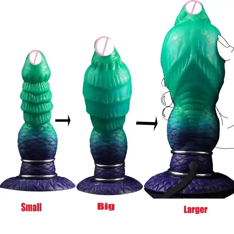 Inflatable Fantasy Monster Dildo Adjustable Big Knot Raised Thorns Realistic Texture Silicone Adult Toy for Beginners Advanced by Dropshipman