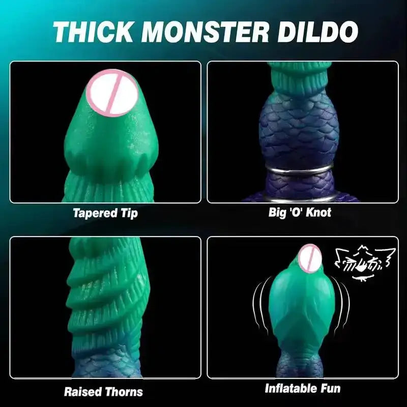 Inflatable Fantasy Monster Dildo Adjustable Big Knot Raised Thorns Realistic Texture Silicone Adult Toy for Beginners Advanced by Dropshipman