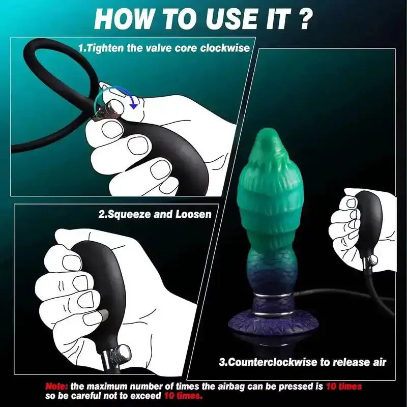 Inflatable Fantasy Monster Dildo Adjustable Big Knot Raised Thorns Realistic Texture Silicone Adult Toy for Beginners Advanced by Dropshipman