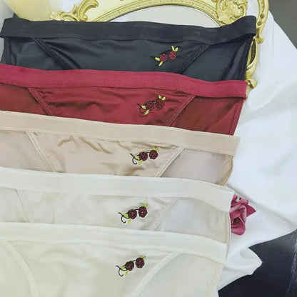 Noble and Elegant European and American Court Noble Satin Ladies Underwear Ice Silk Rose Embroidered Underwear for Women by Dropshipman
