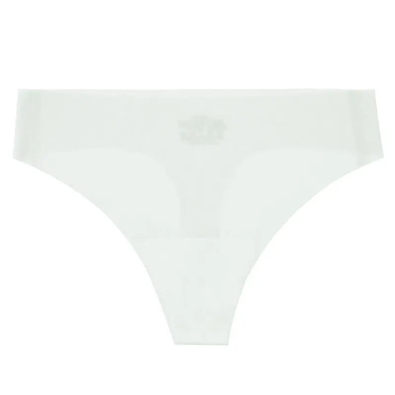 Shopezra L.L.C. women's ivory white seamless thong underwear, pure cotton, antibacterial ice silk, designed for sports and fitness.