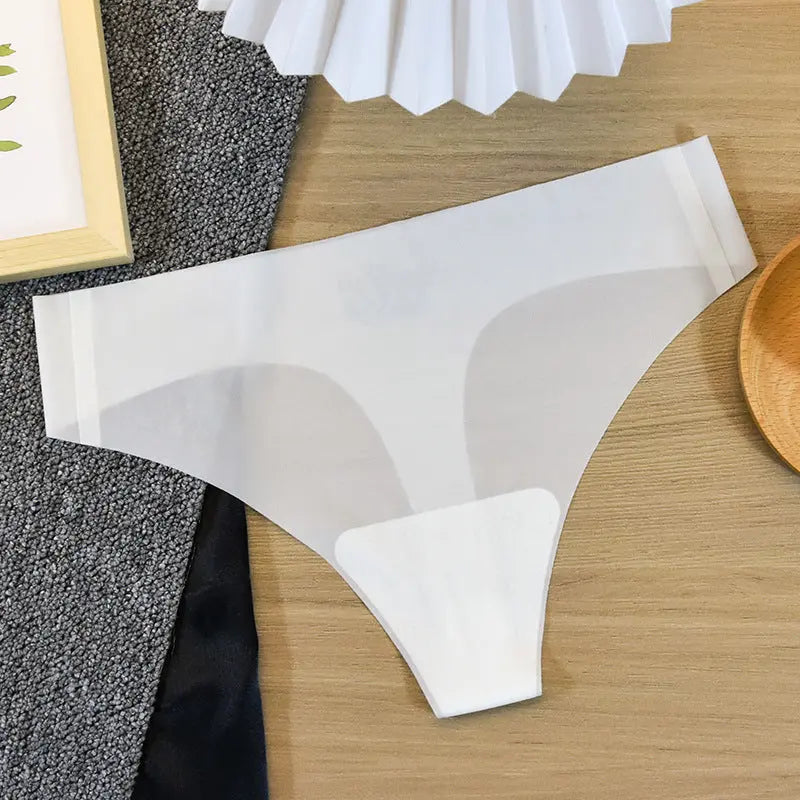 SHOPEZRA L.L.C. women's ivory white seamless cotton thong underwear, one-piece sexy European-style sports fitness design.