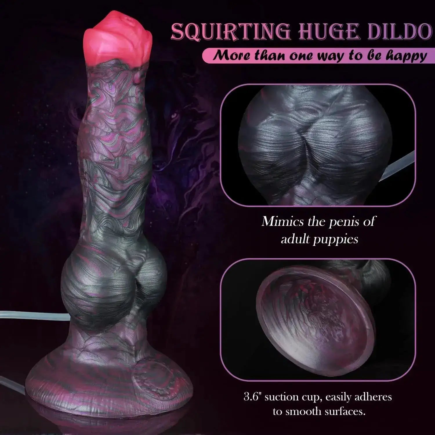 Large Dog Knot Ejacultion Dildo With Sucker Spray Liquid Function Sex Toys For Women Men Couple Purple Silicone Squirting Penis by Dropshipman