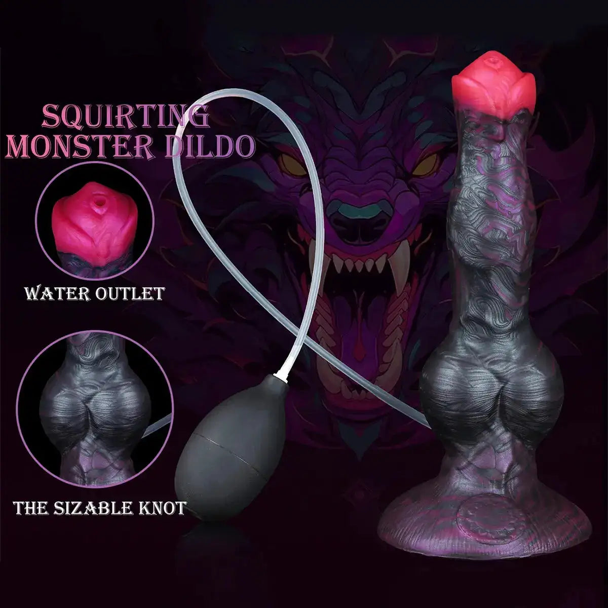 Large Dog Knot Ejacultion Dildo With Sucker Spray Liquid Function Sex Toys For Women Men Couple Purple Silicone Squirting Penis by Dropshipman