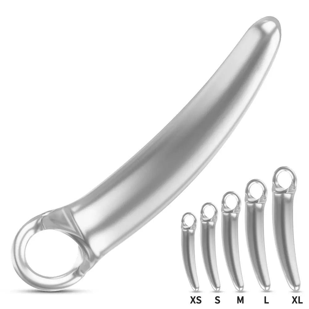 Clear silicone dildo for women with G-spot and anal use, adult sex toy designed for beginners and prostate massage.