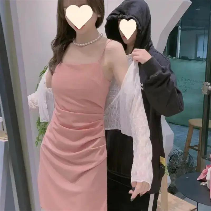 Strappy Dress 2026 Summer New Style Waist-Cinching Slimming Dress for Women, Covering the Body, Elegant, Sexy, Solid Color Bodycon Dress by Dropshipman