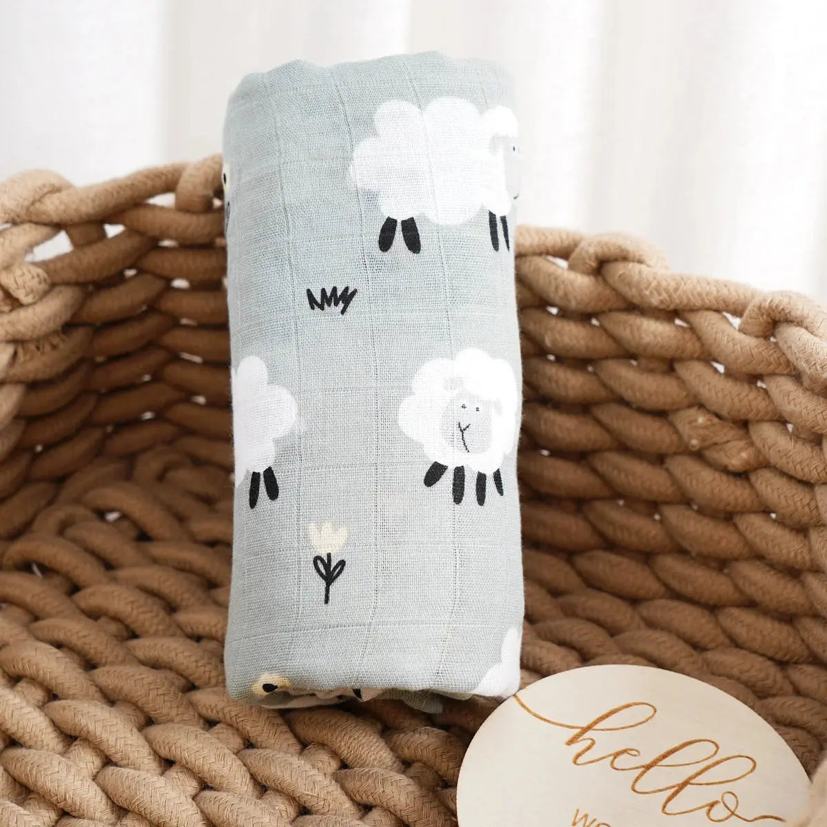 Soft bamboo cotton baby muslin swaddle blanket with cute print, 120x110cm, ideal for wrapping or as a baby towel.