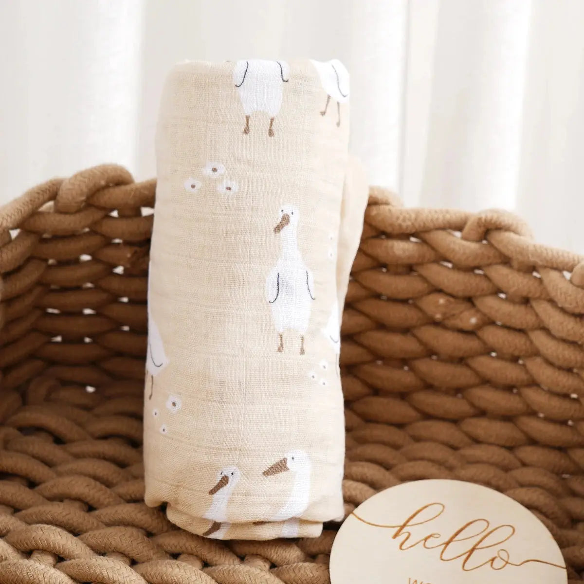 Soft bamboo cotton baby muslin swaddle blanket with cute print, 120x110cm, ideal for wrapping and baby comfort.