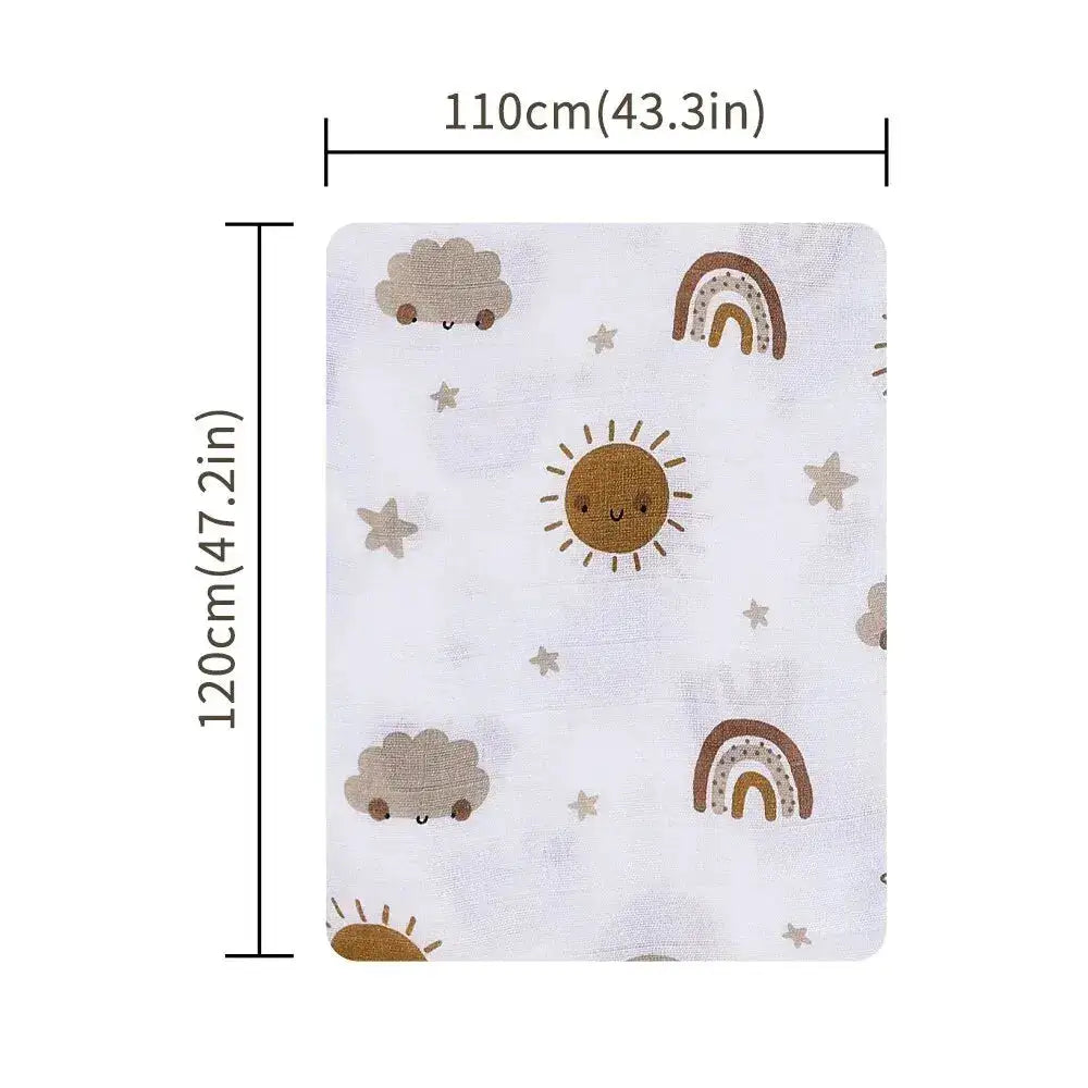 120x110cm Bamboo Cotton Baby Muslin Swaddle Blanket Cute Soft Print Baby Towel Wrap by Dropshipman
