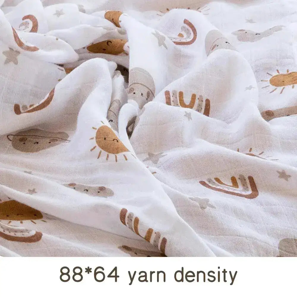 120x110cm Bamboo Cotton Baby Muslin Swaddle Blanket Cute Soft Print Baby Towel Wrap by Dropshipman
