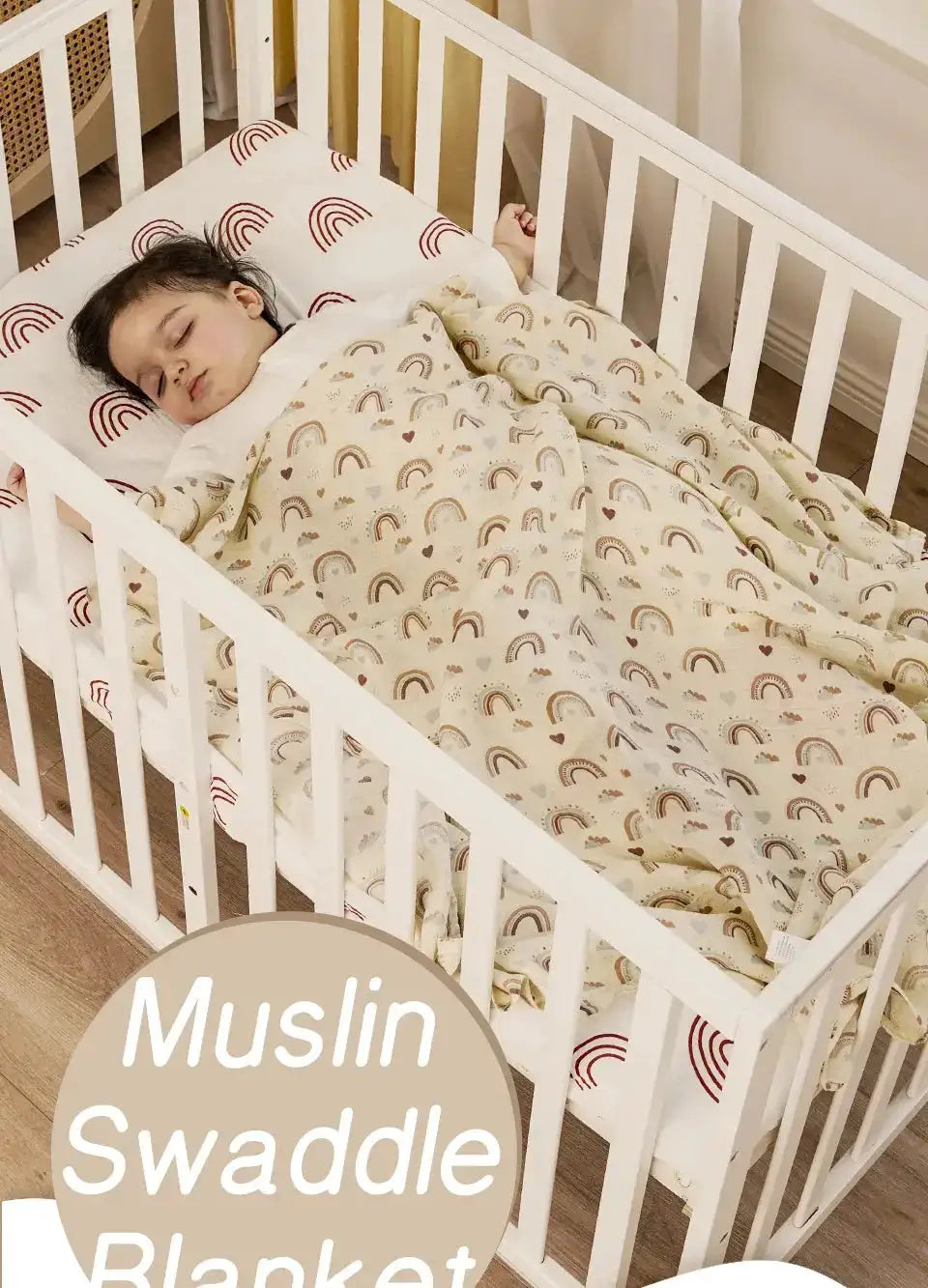 120x110cm Bamboo Cotton Baby Muslin Swaddle Blanket Cute Soft Print Baby Towel Wrap by Dropshipman