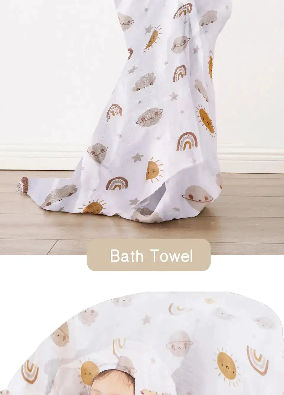 120x110cm Bamboo Cotton Baby Muslin Swaddle Blanket Cute Soft Print Baby Towel Wrap by Dropshipman