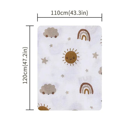 120x110cm Bamboo Cotton Baby Muslin Swaddle Blanket Cute Soft Print Baby Towel Wrap by Dropshipman